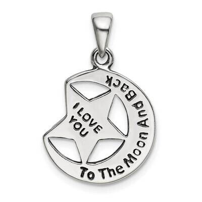 I Love You To The Moon Antiqued Star Moon Pendant Sterling Silver QC9763, MPN: QC9763,