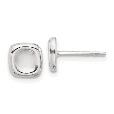 Wavy Puff Square Post Earrings Sterling Silver Polished QE17024, MPN: QE17024,