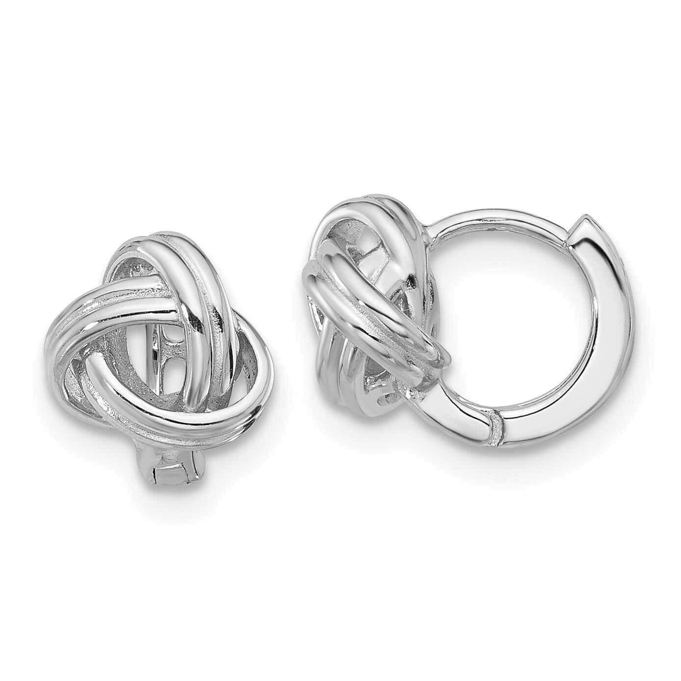 Love Knot Hinged Hoop Earrings Sterling Silver Rhodium-Plated QE17470
