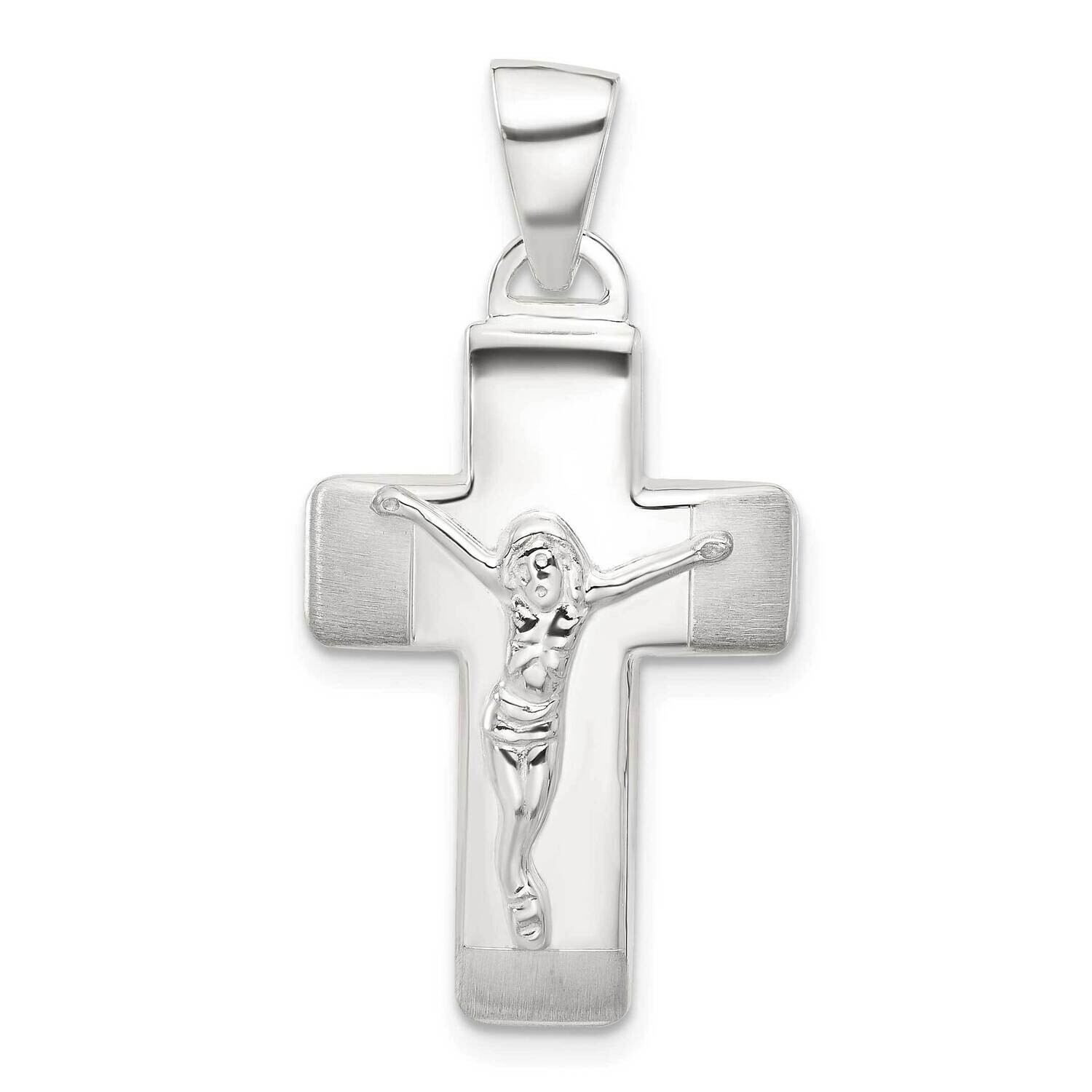Polished Crucifix Cross Pendant Sterling Silver Satin QC11450 by Men&#39;s Jewelry and Accessories, MPN…