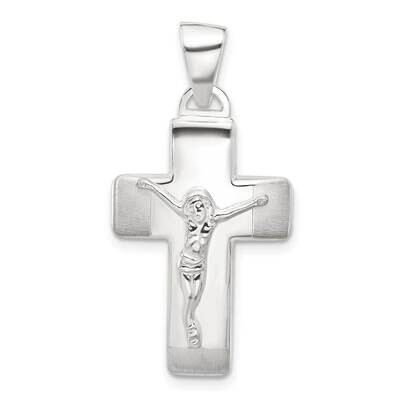 Polished Crucifix Cross Pendant Sterling Silver Satin QC11450 by Men&#39;s Jewelry and Accessories, MPN…