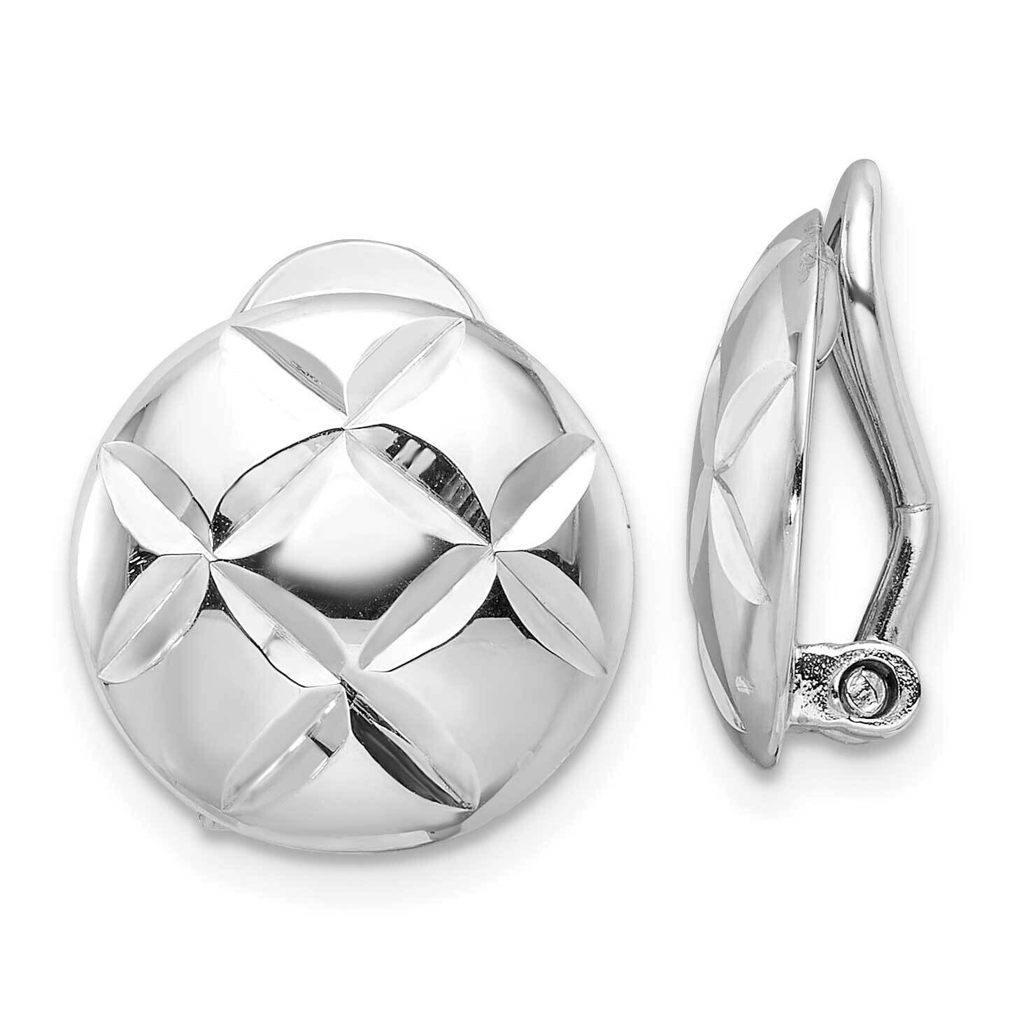 Diamond-Cut Circle Non-Pierced Earrings Sterling Silver Rhodium-Plated QE16924