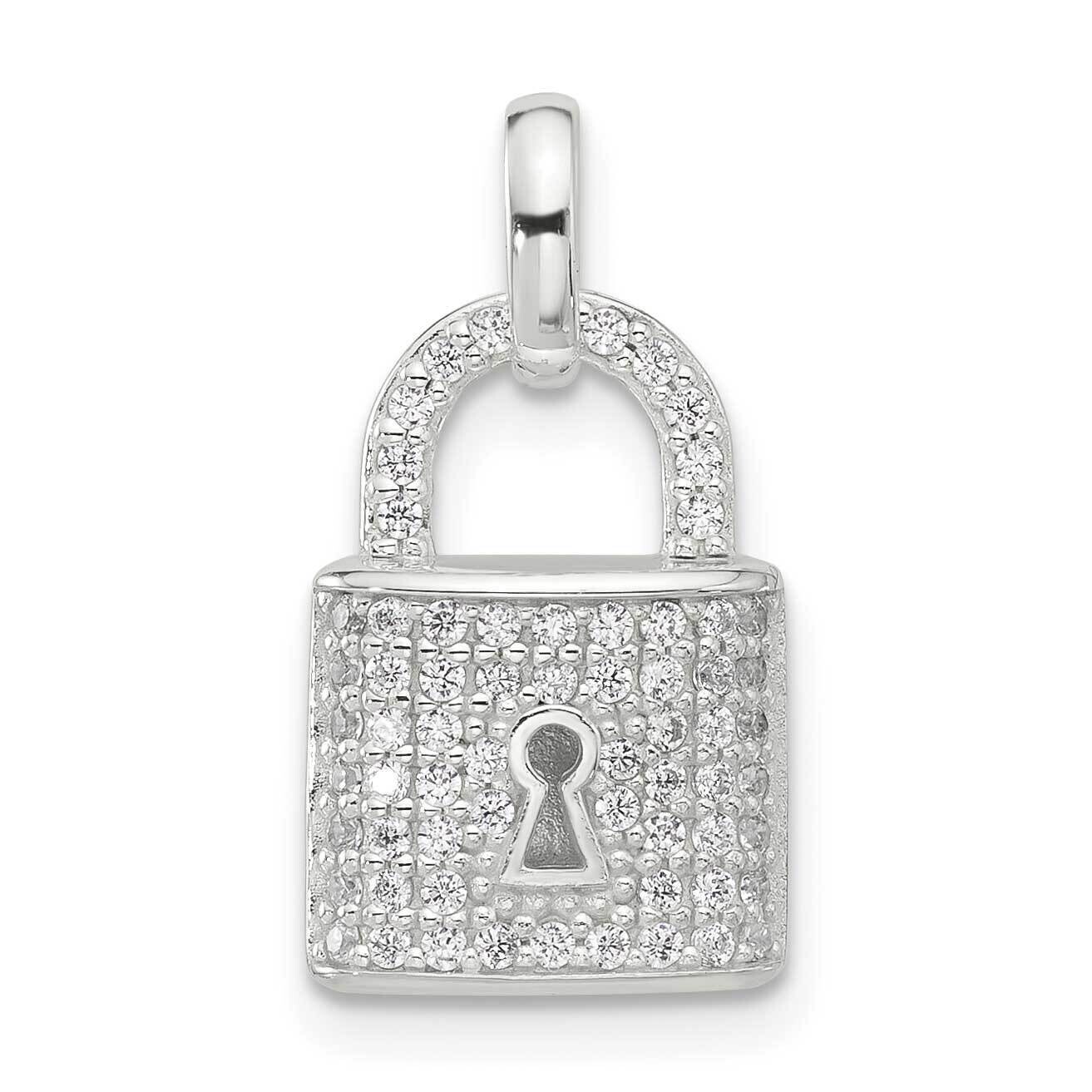 E-Coated CZ Lock Pendant Sterling Silver QC11259, MPN: QC11259,