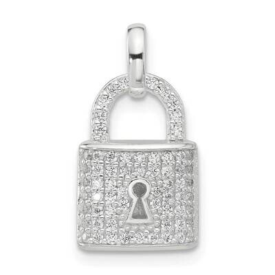 E-Coated CZ Lock Pendant Sterling Silver QC11259, MPN: QC11259,