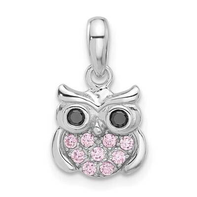 Pink/Black CZ Owl Pendant Sterling Silver Rhodium-Plated QC11339, MPN: QC11339,