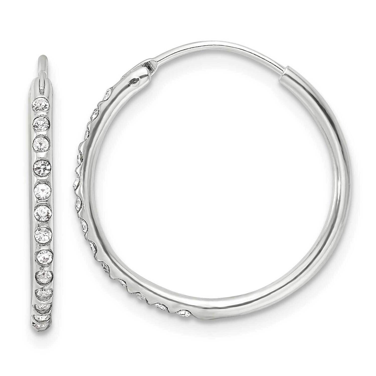 CZ Small Round Endless Hoop Earrings Sterling Silver Polished QE17181, MPN: QE17181,