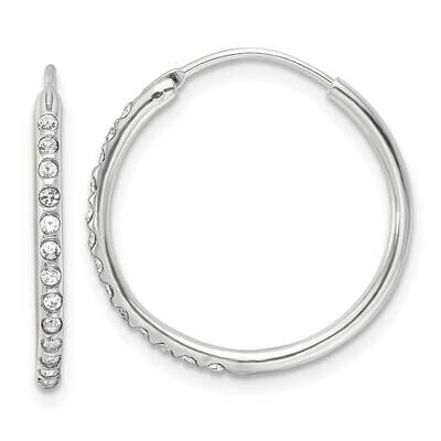 CZ Small Round Endless Hoop Earrings Sterling Silver Polished QE17181, MPN: QE17181,