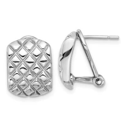 Rhod-Plated Polished Patterned Omega Back Earrings Sterling Silver QE16942, MPN: QE16942,