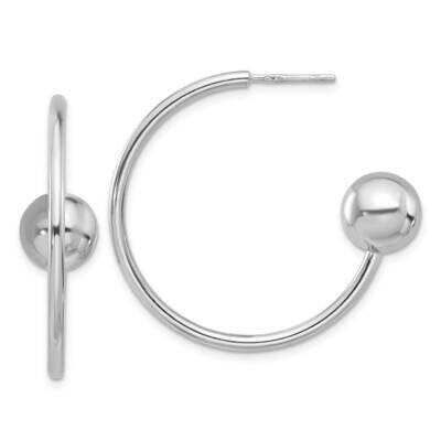 Polished Ball C-Hoop Post Earrings Sterling Silver Rhodium-Plated QE17014, MPN: QE17014,