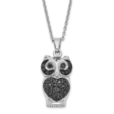 Cheryl M Black CZ Owl Necklace Sterling Silver QCM810-18, MPN: QCM810-18, 886774016993