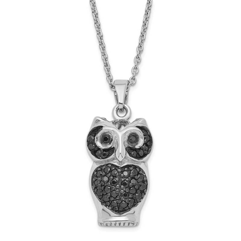 Cheryl M Black CZ Owl Necklace Sterling Silver QCM810-18