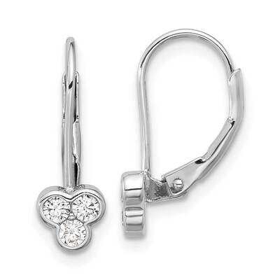 Polished Three CZ Leverback Earrings Sterling Silver Rhodium-Plated QE17136, MPN: QE17136,