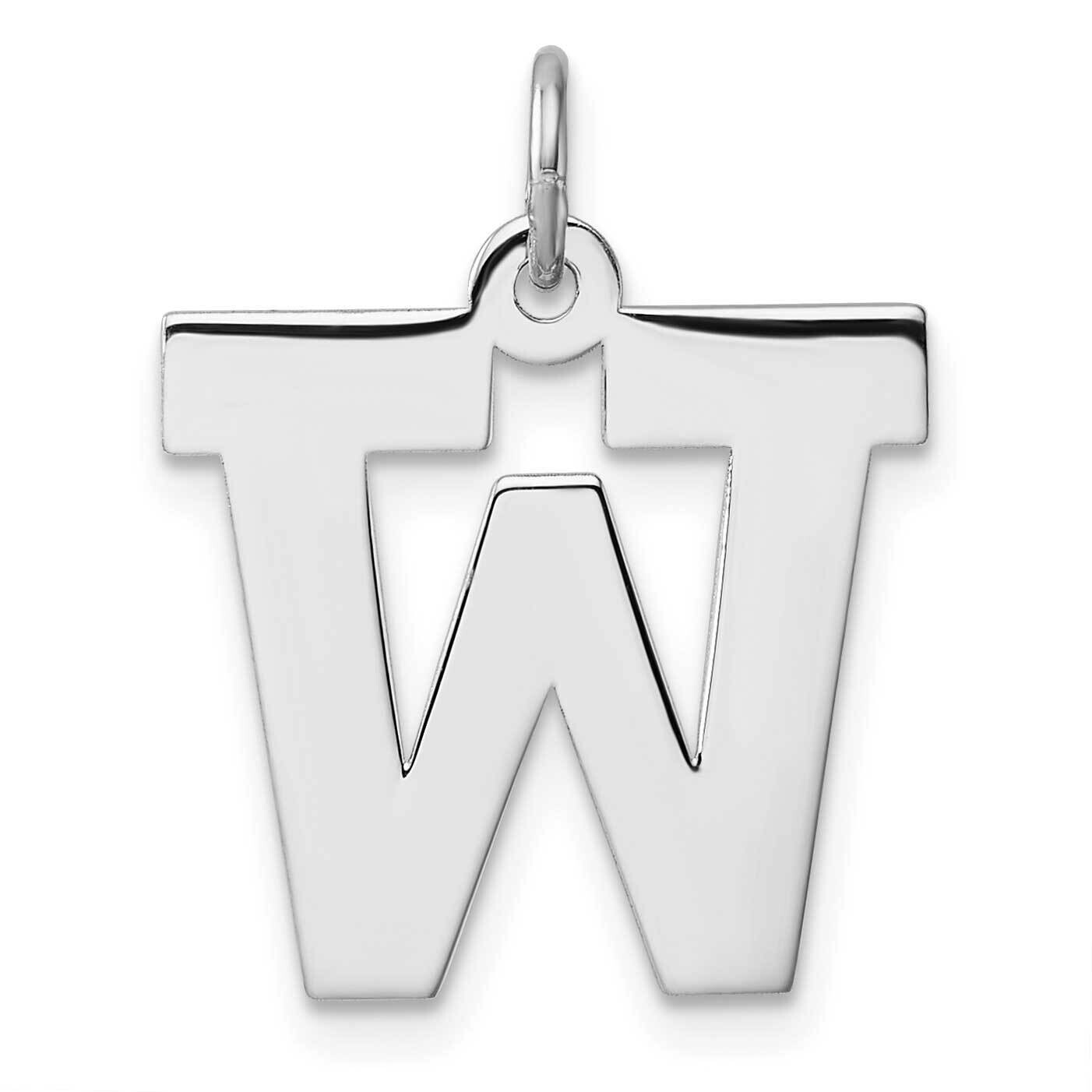 Large Block Letter W Initial Charm Sterling Silver Rhodium-Plated QC11255W, MPN: QC11255W,
