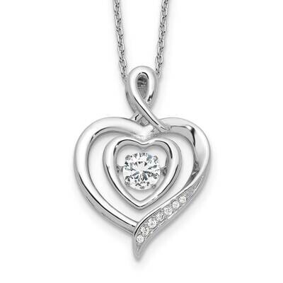 Cheryl M Brilliant-Cut Vibrant CZ Awareness Heart 18 Inch Necklace 2 Inch Extender Sterling Silver …