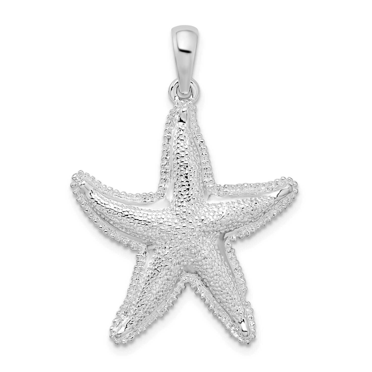 Textured Starfish Pendant Sterling Silver Polished QC9994