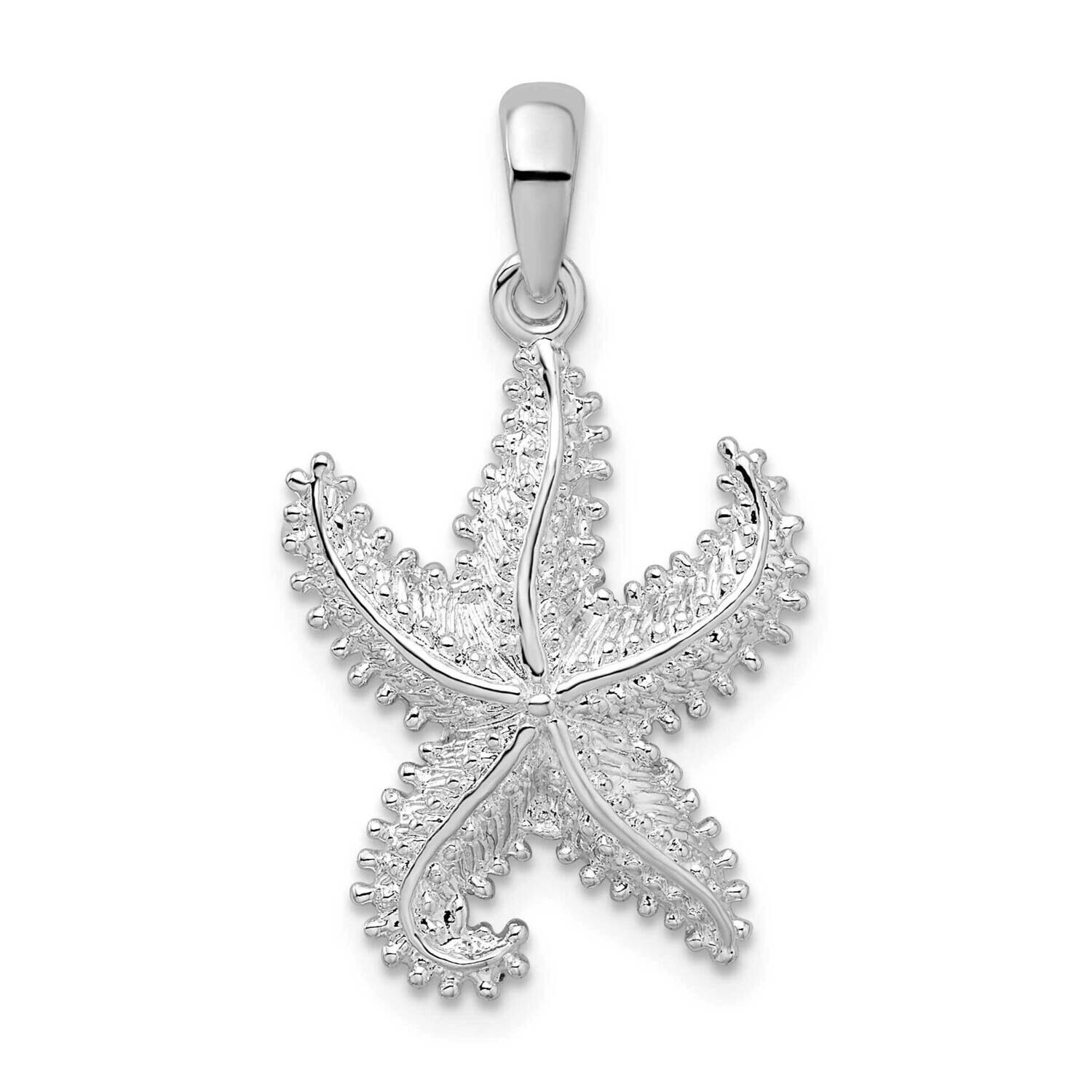 Beaded Starfish Pendant Sterling Silver Polished QC9837