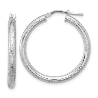 Diamond-Cut 3.00mm Hoop Earrings Sterling Silver Rhodium-Plated QE16798, MPN: QE16798,