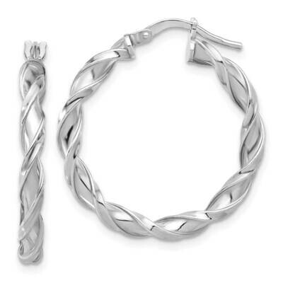 Polished Twisted Hoop Earrings Sterling Silver Rhodium-Plated QE16820, MPN: QE16820,