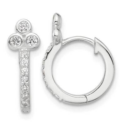 E-Coated CZ Hinged Hoop Earrings Sterling Silver QE17191, MPN: QE17191,