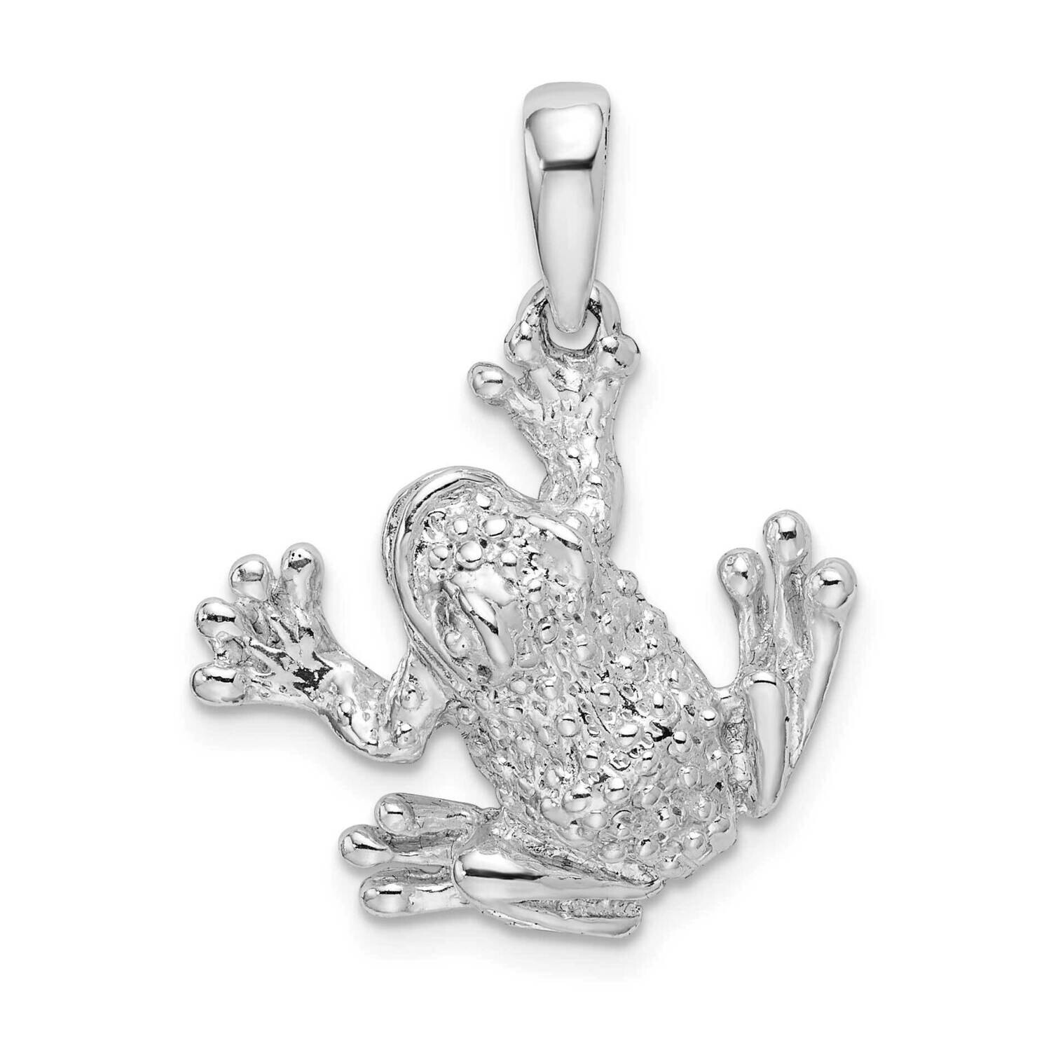 Textured Frog Hanging From Leg Pendant Sterling Silver Polished QC9930, MPN: QC9930, 637218148790