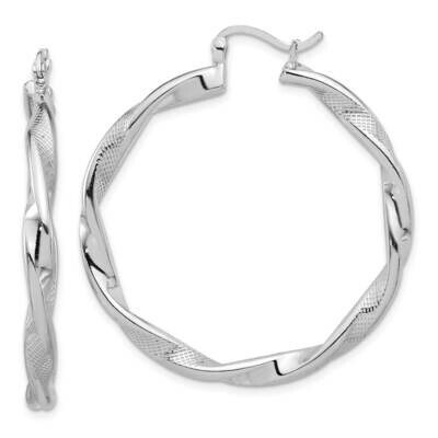 Textured 3.7mm Twisted Hoop Earrings Sterling Silver Rhodium-Plated QE16828, MPN: QE16828,