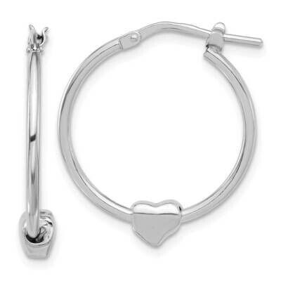 Rhod-Plated Polished Heart Large Round Hoop Earrings Sterling Silver QE16920, MPN: QE16920,