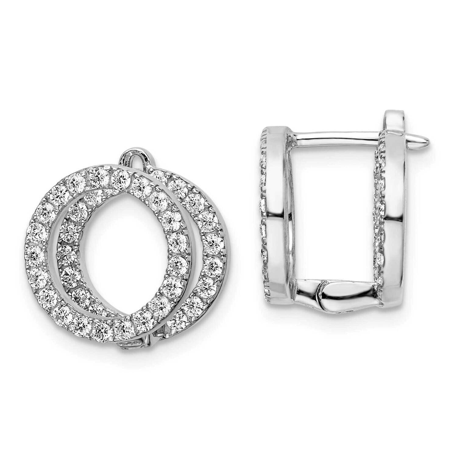 Sterling Shimmer 78 Stone CZ Front Back Hinged Earrings Sterling Silver Rhodium-Plated QE15620, MPN…