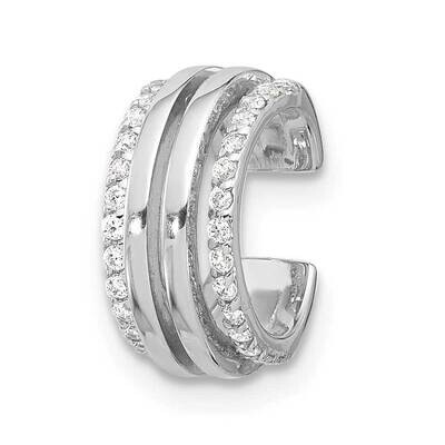 Polished 4 Row CZ Single Cuff Earring Sterling Silver Rhodium-Plated QE17088, MPN: QE17088,