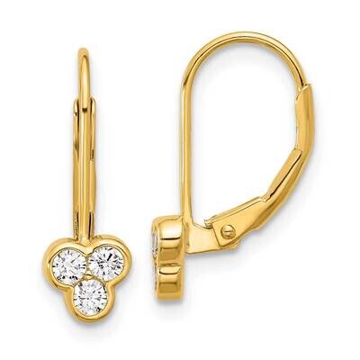Gold-Tone Polished Three CZ Leverback Earrings Sterling Silver QE17136GP, MPN: QE17136GP,