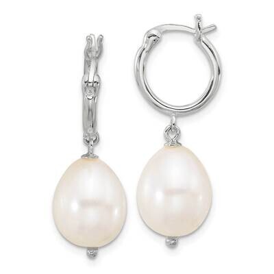 Teardrop Fwc Pearl Dangle Round Hoop Earrings Sterling Silver Polished QE17242, MPN: QE17242,