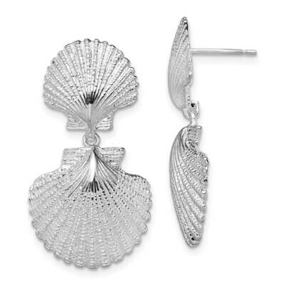 Double Shell Dangle Post Earrings Sterling Silver Polished QE15508, MPN: QE15508, 637218171477
