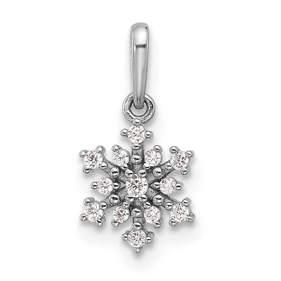 Polished CZ Snowflake Pendant Sterling Silver Rhodium-Plated QC11309, MPN: QC11309,