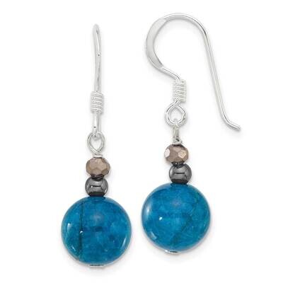 Hematite Howlite Crystal Shepherd Hook Earrings Sterling Silver QE16677, MPN: QE16677,