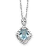 Cheryl M Brilliant-Cut Blue Glass White CZ 18 Inch Necklace Sterling Silver Rhodium-Plated QCM1644-…