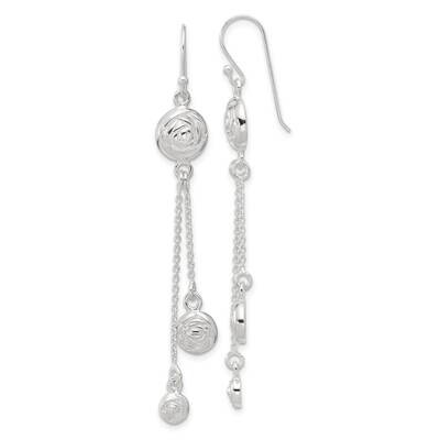 &amp; Textured Multi-Chain Rose Dangle Earrings Sterling Silver Polished QE17158, MPN: QE17158,