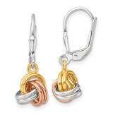 Rose Gold-Tone Love Knot Dangle Leverback Earrings Sterling Silver QE17482, MPN: QE17482,