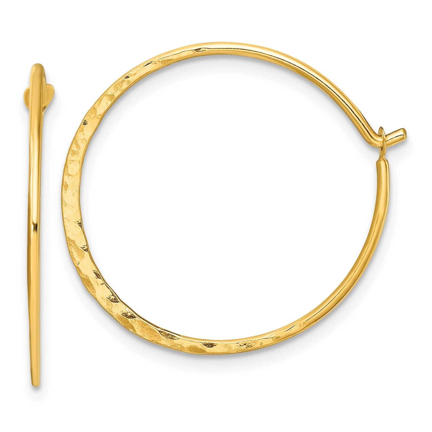 Gold-Tone Polished Hammered Hoop Earrings Sterling Silver QE16847GP, MPN: QE16847GP,