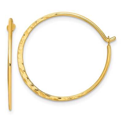 Gold-Tone Polished Hammered Hoop Earrings Sterling Silver QE16847GP, MPN: QE16847GP,