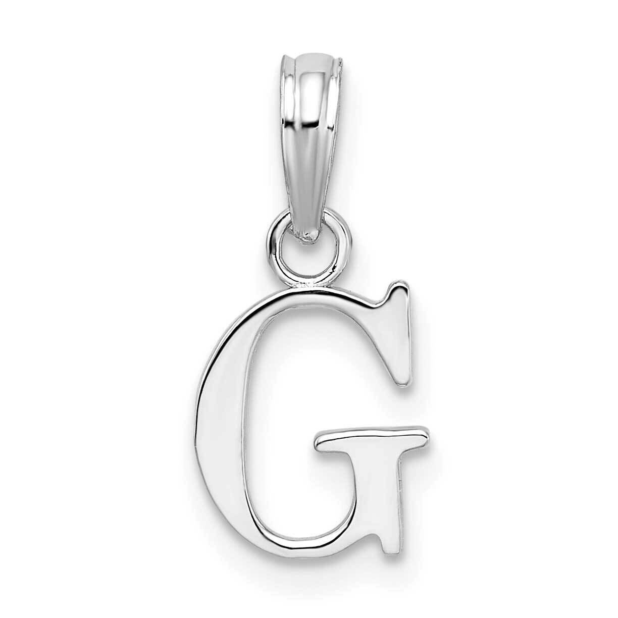 Polished Block Initial -G- Pendant Sterling Silver Rhodium-Plated QC9792G