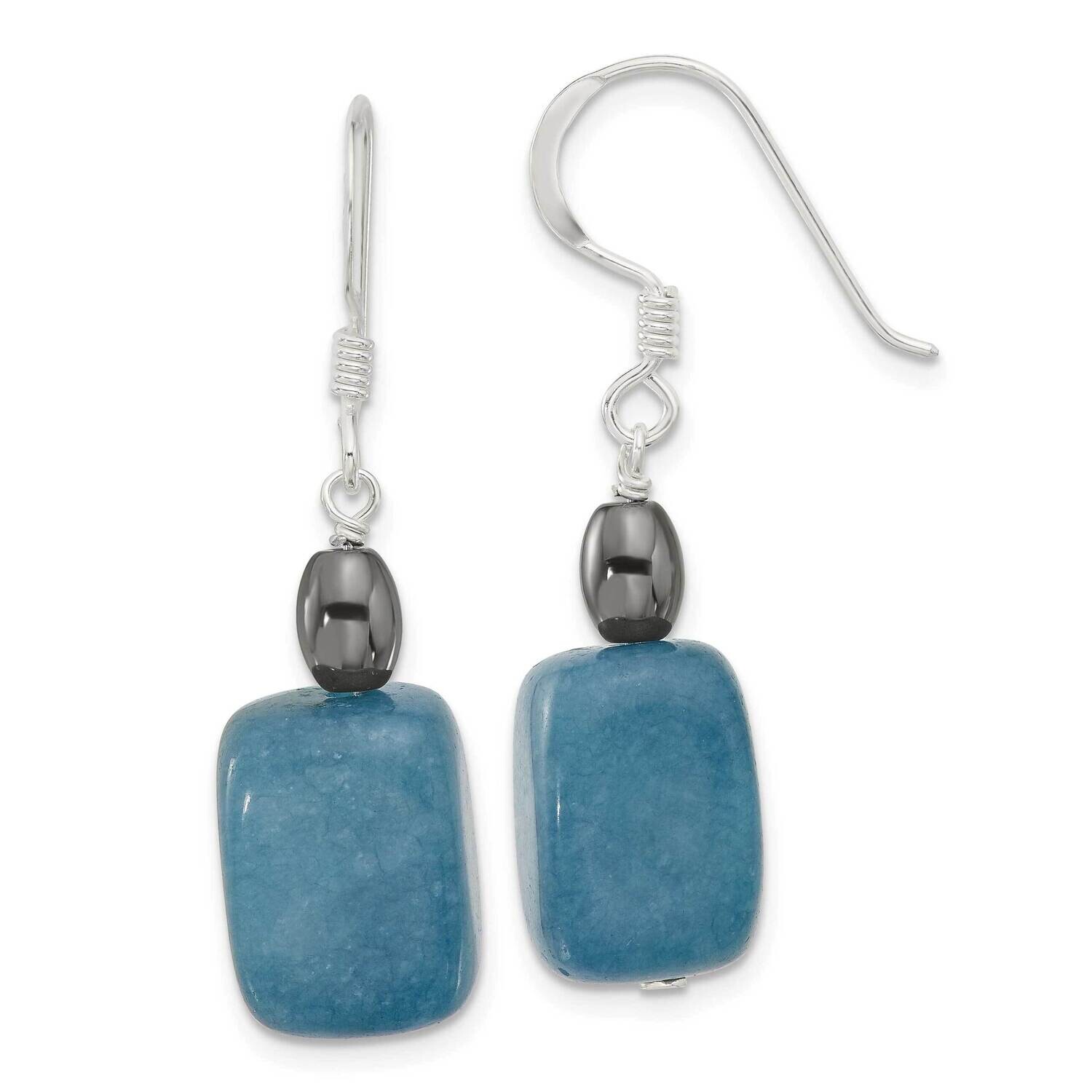 Hematite Quartz Dangle Shepherd Hook Earrings Sterling Silver QE16682, MPN: QE16682,