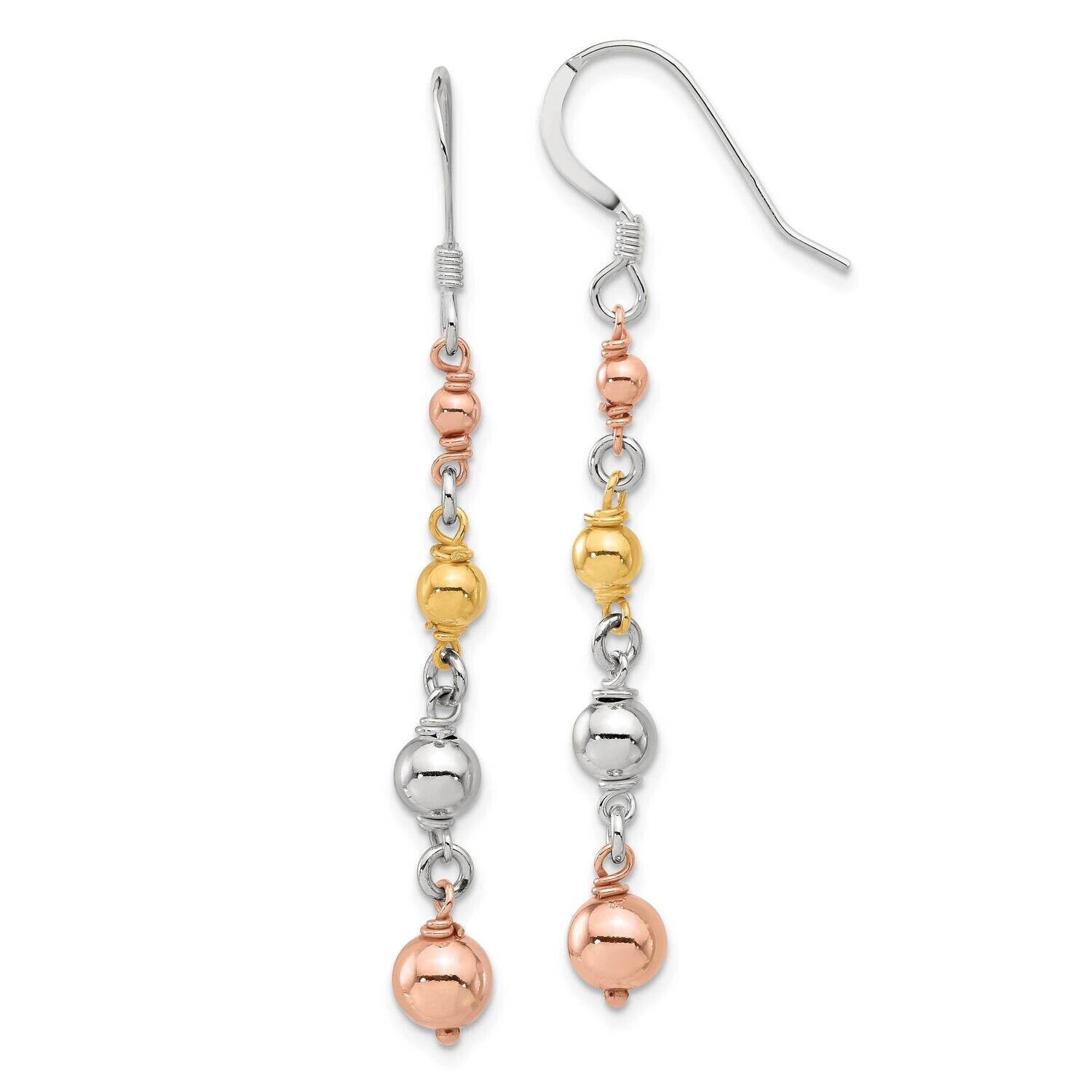 Rose Gold-Tone Beaded Dangle Earrings Sterling Silver QE17029, MPN: QE17029,