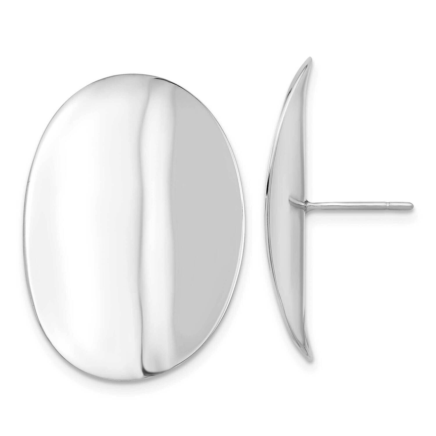 Polished Concave Disc Post Earrings Sterling Silver Rhodium-Plated QE17053, MPN: QE17053,