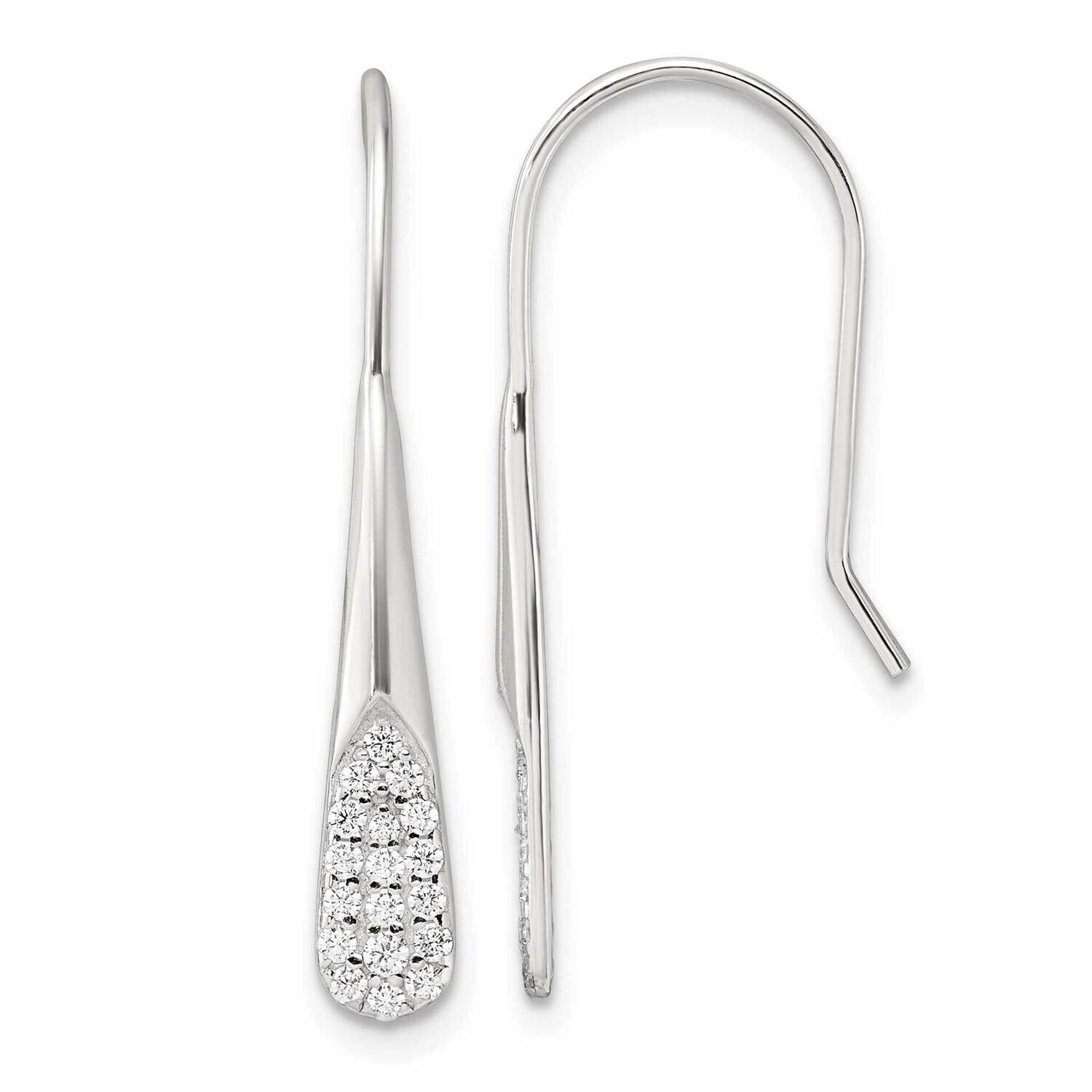 CZ Drop Dangle Earrings Sterling Silver Polished QE17056, MPN: QE17056,