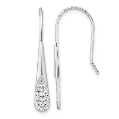 CZ Drop Dangle Earrings Sterling Silver Polished QE17056, MPN: QE17056,