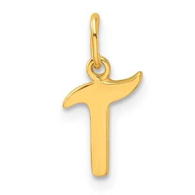 Gold-Tone Polished Letter T Initial Charm Sterling Silver QC6511TGP, MPN: QC6511TGP,