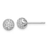 Micro Pavc CZ Ball Stud Earrings Sterling Silver Rhodium-Plated QE16747, MPN: QE16747,