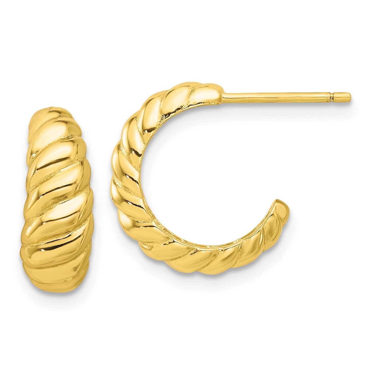 Gold-Tone Scalloped Post Hook Earrings Sterling Silver QE16996GP, MPN: QE16996GP,