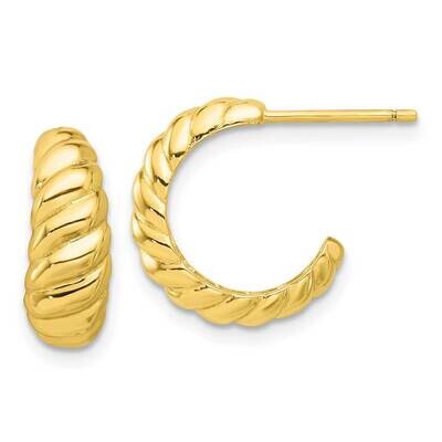 Gold-Tone Scalloped Post Hook Earrings Sterling Silver QE16996GP, MPN: QE16996GP,