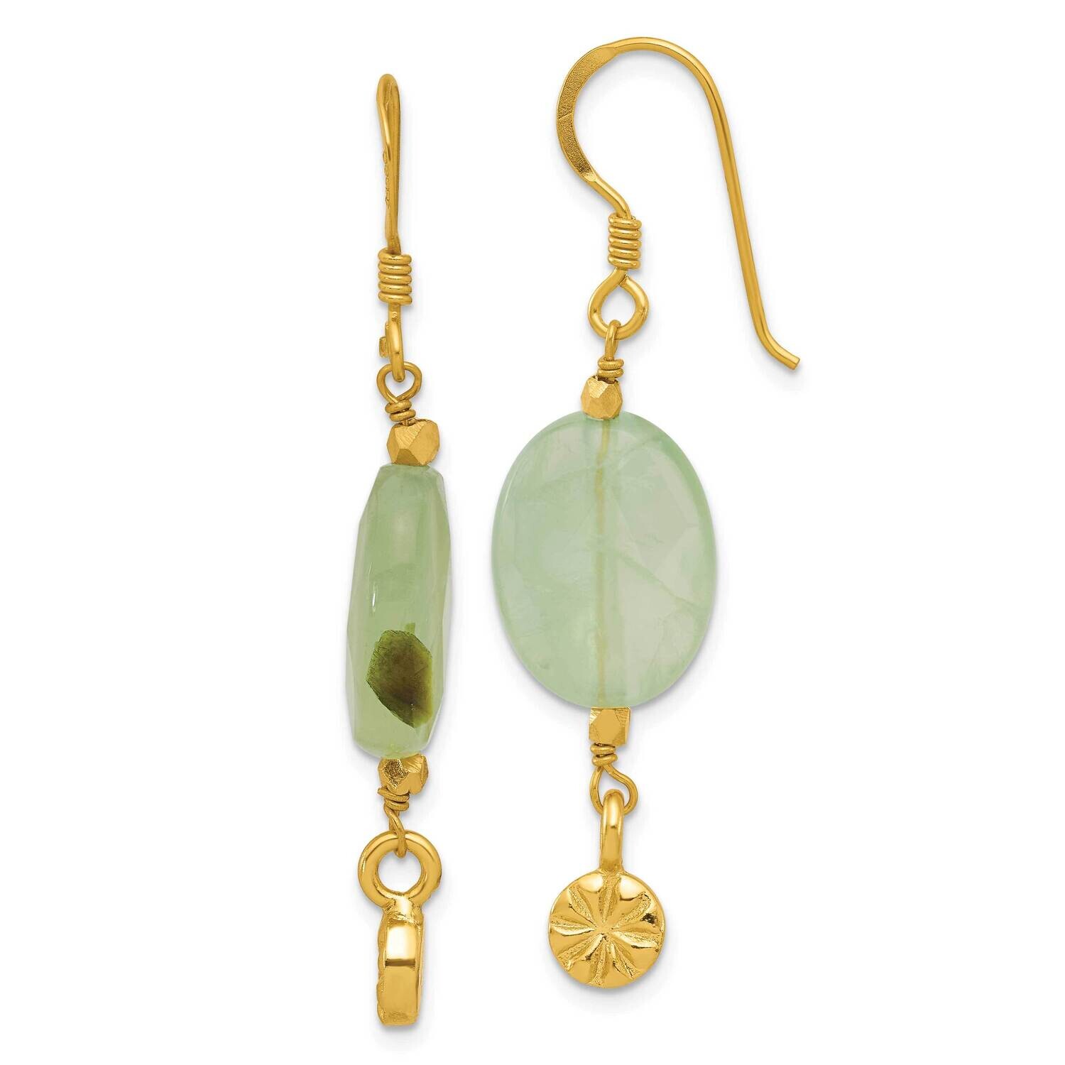 Gold-Plated Prehnite Dangle Earrings Sterling Silver QE16665, MPN: QE16665,