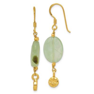 Gold-Plated Prehnite Dangle Earrings Sterling Silver QE16665, MPN: QE16665,